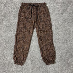 Knox Rose Pants Womens Small Brown Leopard Lyocell Jogger Elastic Pockets Animal